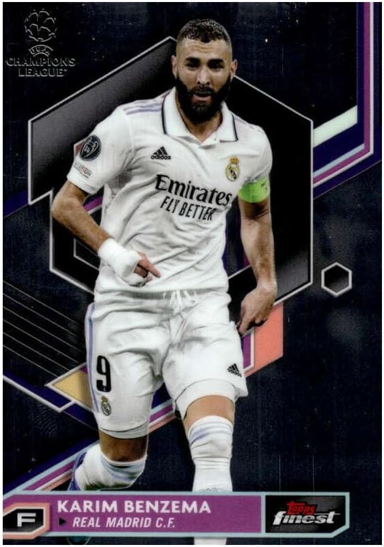 2022-23 TOPPS FINEST UEFA #5 KARIM BENZEMA REAL MADRID C.F. SOCCER OFFICIAL TRADING CARD OF SOCCER