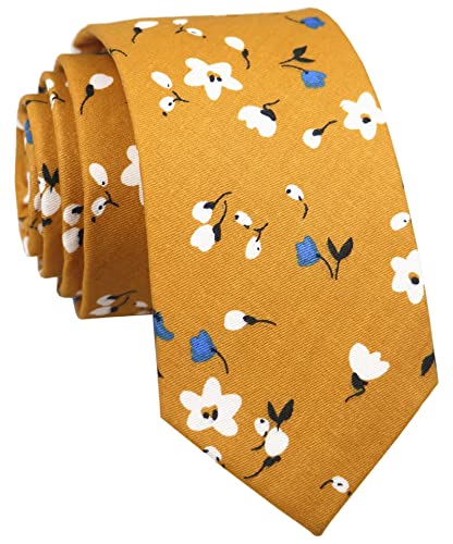 Image of Elfeves Men's Skinny Solid Color Tie Causal Cotton Linen Narrow Slim cut Necktie