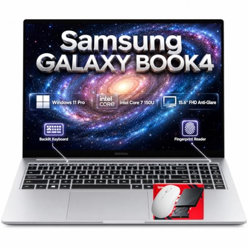 Samsung Galaxy Book4 15.6' Full HD Business Laptop, Intel Core 7 150U 10-Core Processor, 16GB RAM, 512GB SSD, Windows 11 Pro, Backlit Keyboard, Fingerprint Reader, RJ45 Ethernet, Copilot Key, Silver