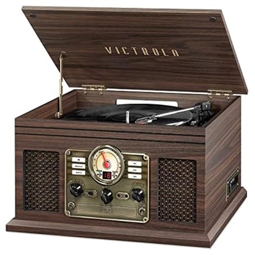 Victrola Nostalgic 6-in-1 Bluetooth Record Player & Multimedia Center with Built-in Speakers - 3-Speed Turntable, CD & Cassette Player, AM/FM Radio | Wireless Music Streaming | Espresso