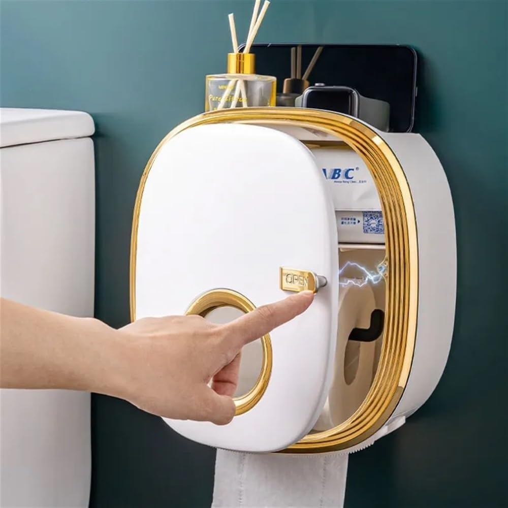 Dispenser di asciugamani di carta, scatola di fazzoletti, dispenser di tovaglioli a parete for bagno, cucina, ufficio e toilette(Gold)