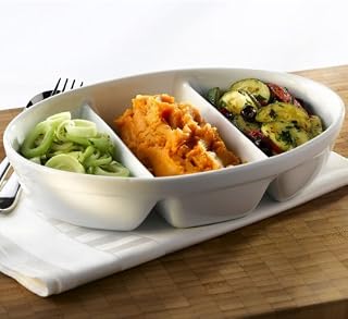 Royal Genware Porcelain 3DV2-WRoyal Genware 3 Division Vegetable Dish 28cm | Porcelain Dish, White Dish, Veg Dish, Side Dish - Oven to Tableware