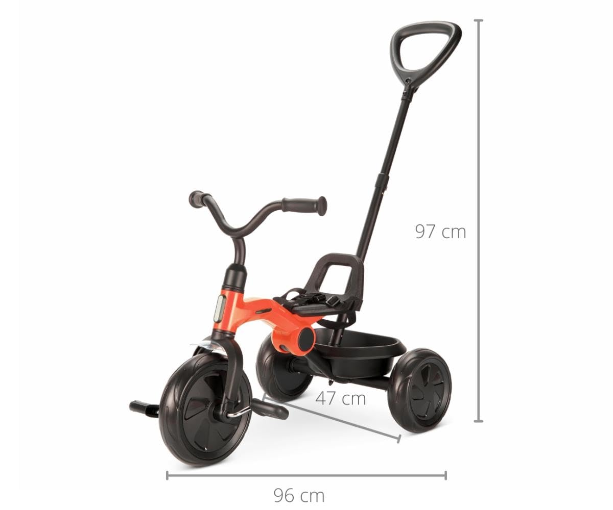 Triciclo Pieghevole QPLAY Ant Plus 3 in 1 con Maniglione Genitore Removibile, Ruote EVA Anti-Foratura e Telaio in Metallo, da 2 a 6 Anni, Portata 25 kg