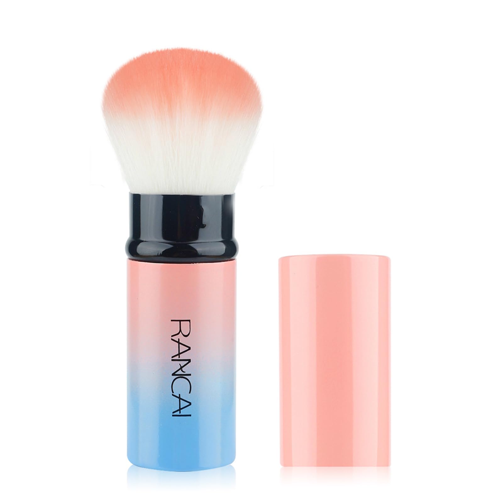 Brocha Colorete, Brocha Base Maquillaje Brocha De Maquillaje Retráctil Kabuki Para Polvos De Viaje, Conveniente, Con Tapa Antipolvo Para Colorete, Base, Polvo Disperso, Reparación Facial (Rosa)