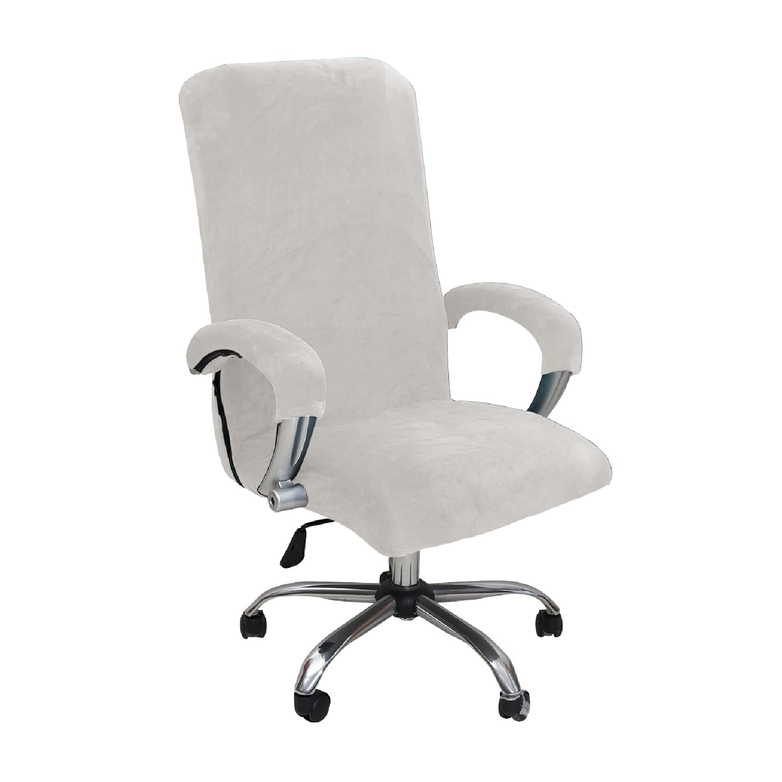 KRFOONN Office Chair Cover with Armrest Covers Velvet Computer Desk Chair Covers Stretch Boss Chair Slipcovers Anti-dust Desk Chair Seat Protector for Universal Desk Rotating Chair (M, White)