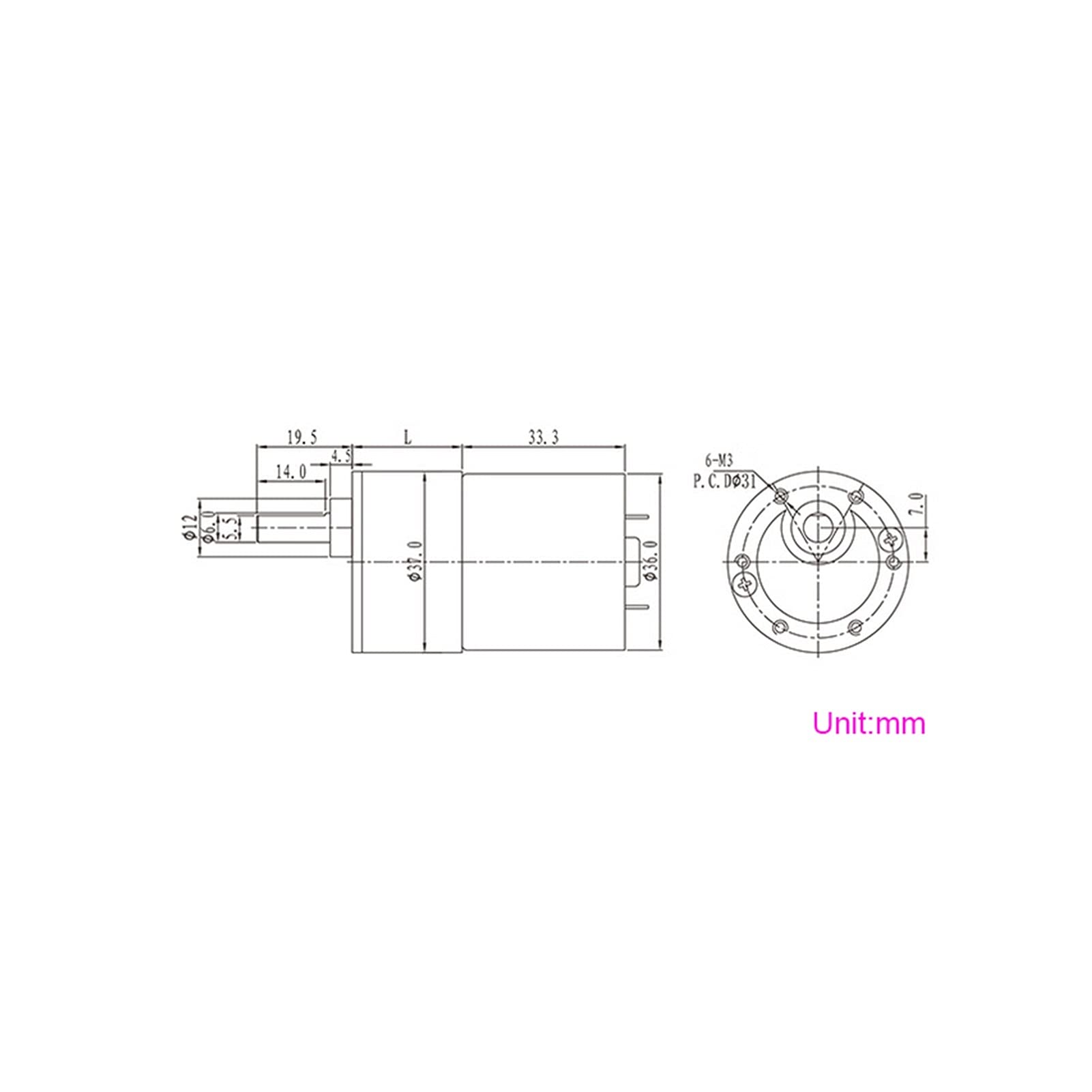 1 peça GB37-3530 dc 12v 24v motor redutor de engrenagem pequeno motor de regulação de velocidade
