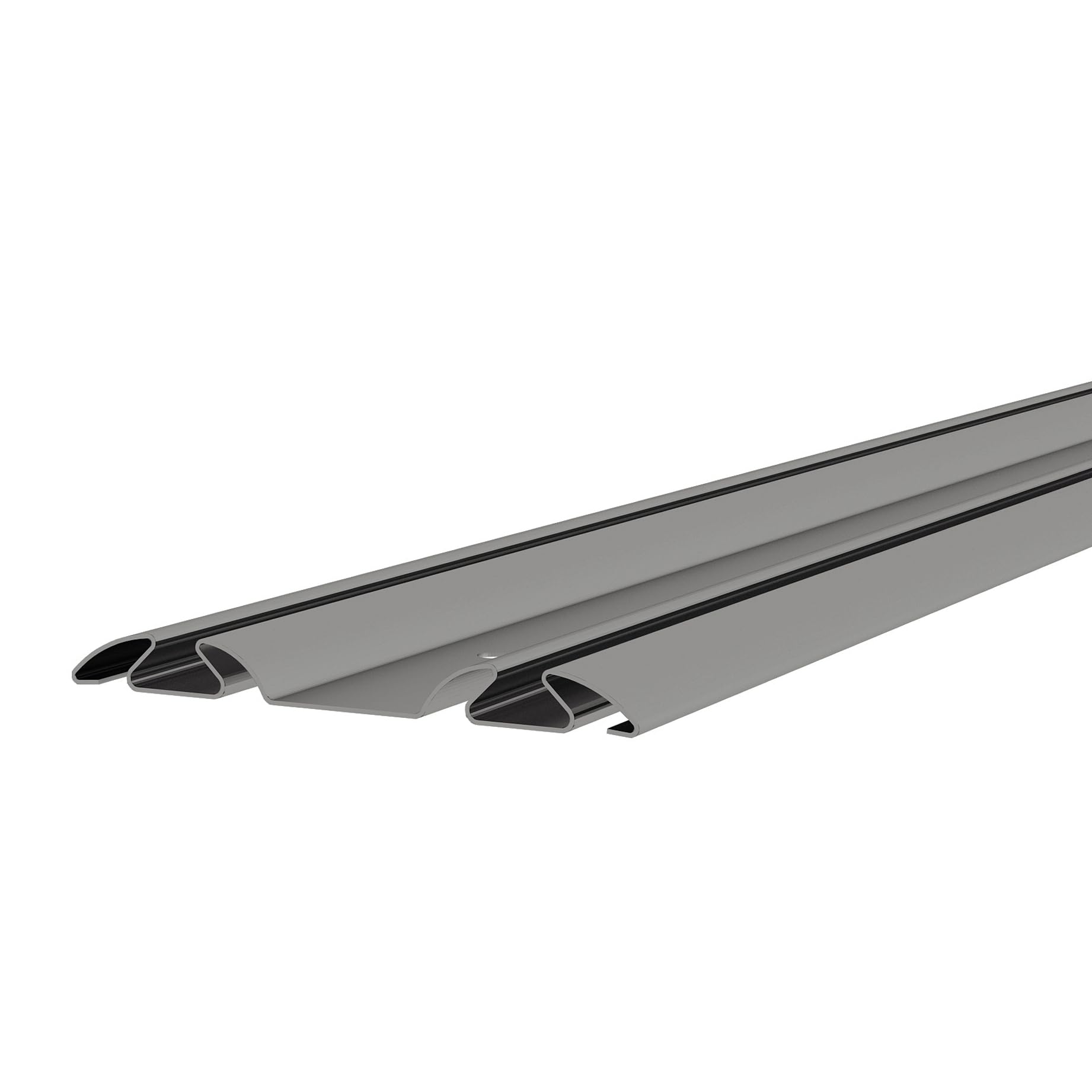 Bypass Mirror Closet Door Bottom Track, 72" Length, 2-11/16" Width, Gray Metal, Roll Formed Steel Sliding Door Guide Rail, Fit Convex Roller Assemblies
