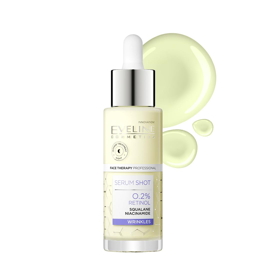 Eveline Cosmetics Face Therapy Professional Anti-Aging Serum Shot mit 0,2% Retinol für Gesicht, Hals & Dekolleté - Straffende & Feuchtigkeitsspendende Behandlung, 30ml