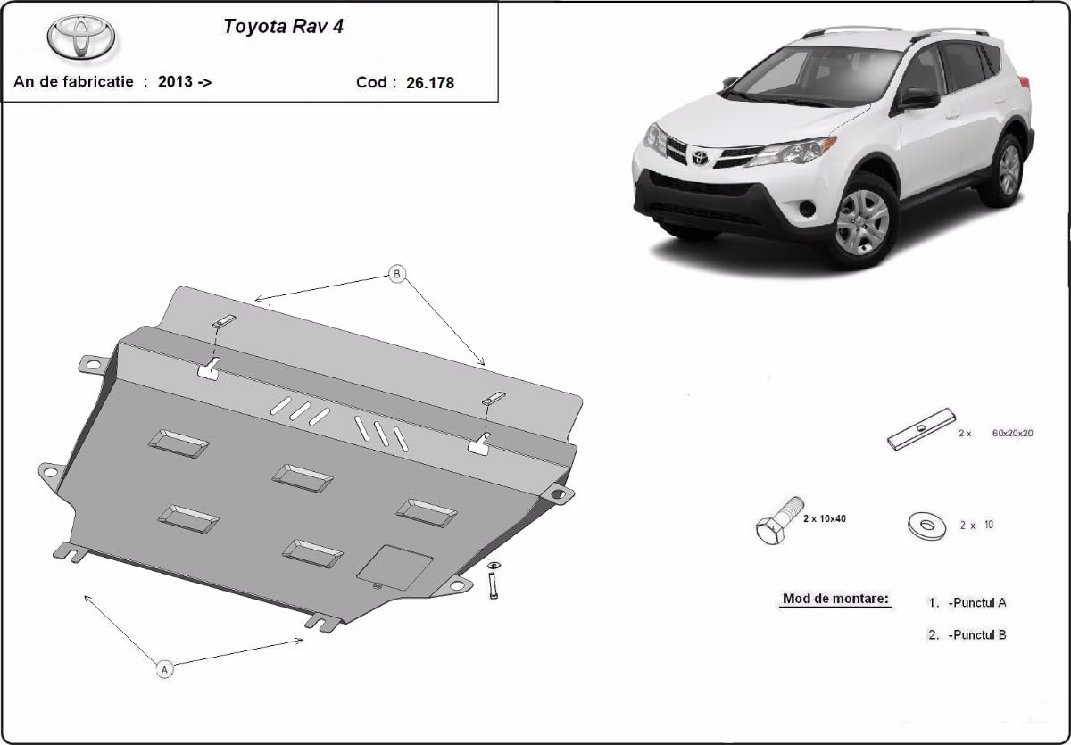 Protector de bajos de motor metálico compatible con Toyota RAV 4