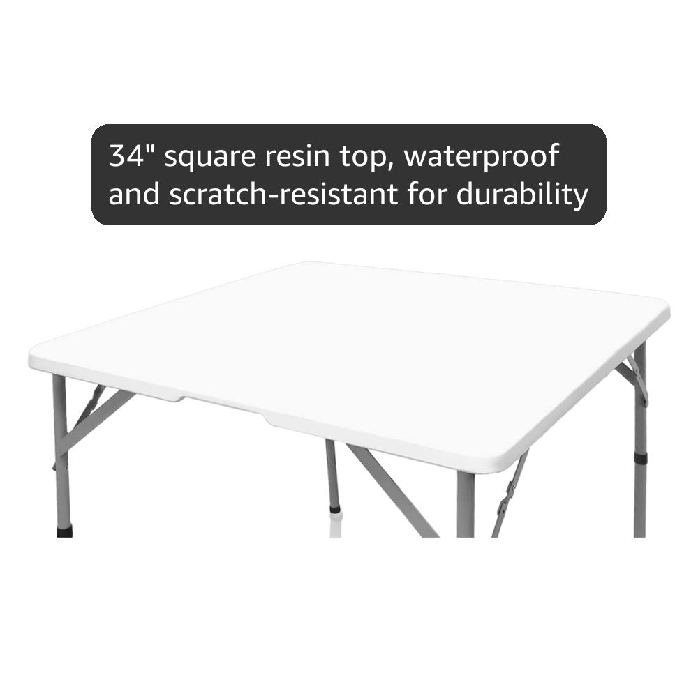 Amazon.com: HYMnature 34“ Folding Card Table Square Fold in Half