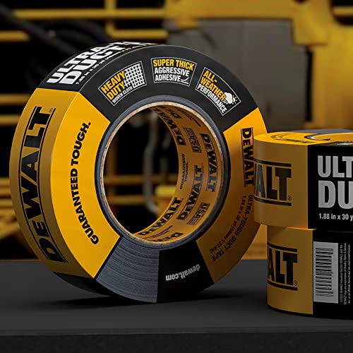 Image of DEWALT Ultra Tough Duct Tape, 1.88 in x 30 yd, Heavy Duty, Ultra Strong, Aggressive Adhesive, All-Weather, Single Roll, Black (Pack of 12)