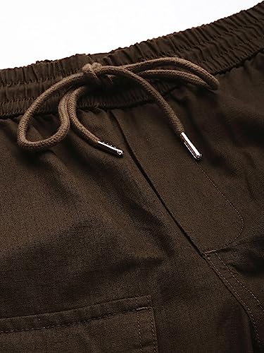 Image of The Indian Garage Co Men Regular Fit Solid Mid-Rise Elasticated Cuffed Cargo Joggers