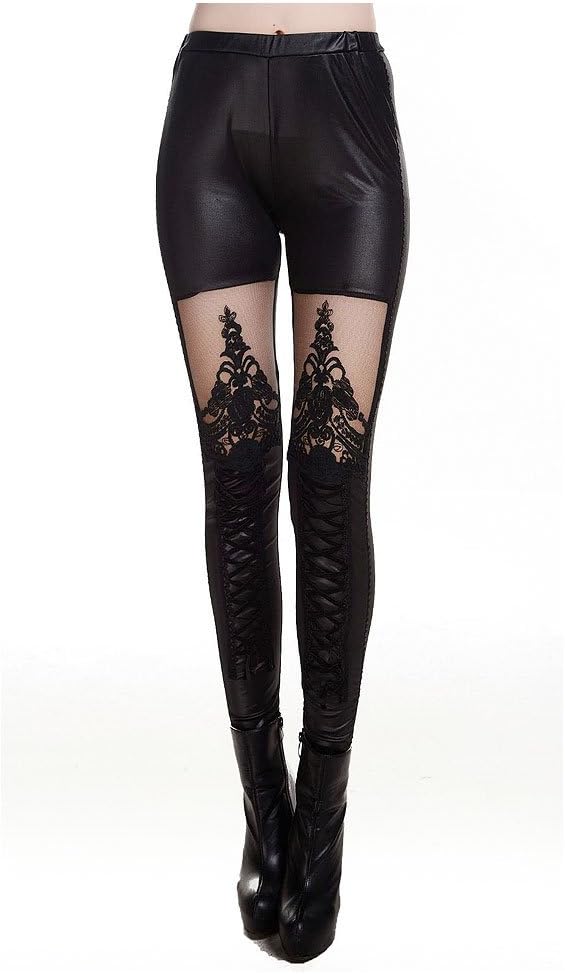 New Punk Leather Leggings Pantyhose for Women