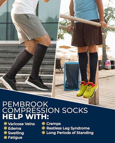 Image of Pembrook Cotton Light Compression Socks for Women & Men - 3 Pairs | 8-15 mmHg Comfort Compression Socks for Men & Women