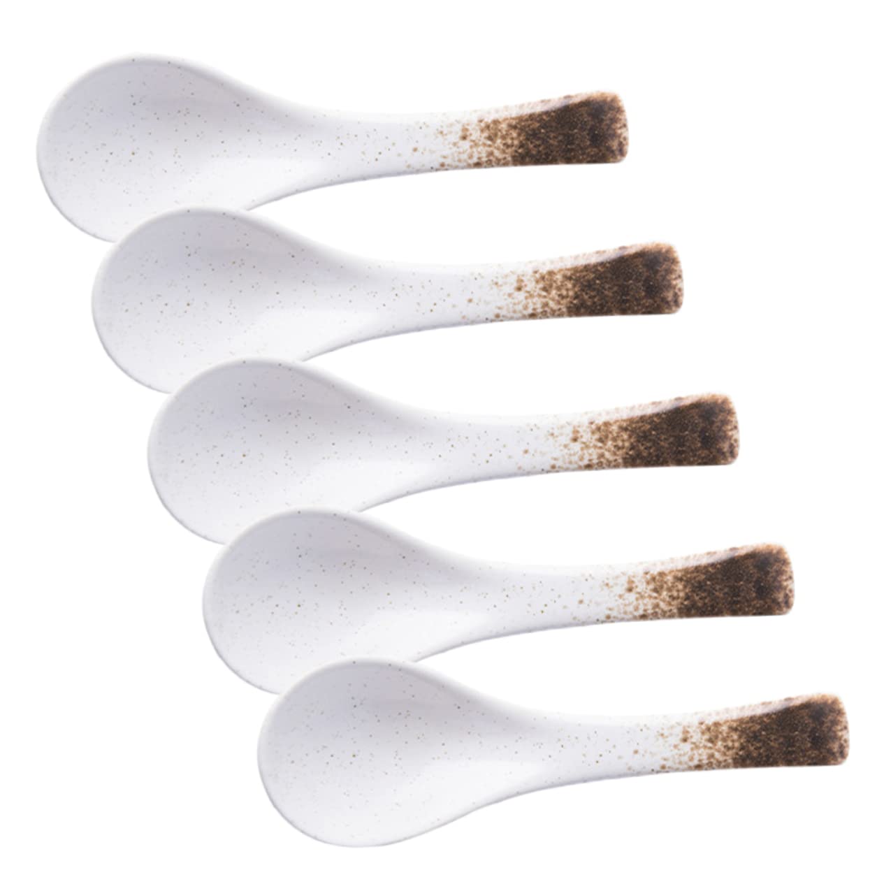 Cuillères à soupe en céramique rétro : lot de 5 mini cuillères style japonais pour votre ramen daily
