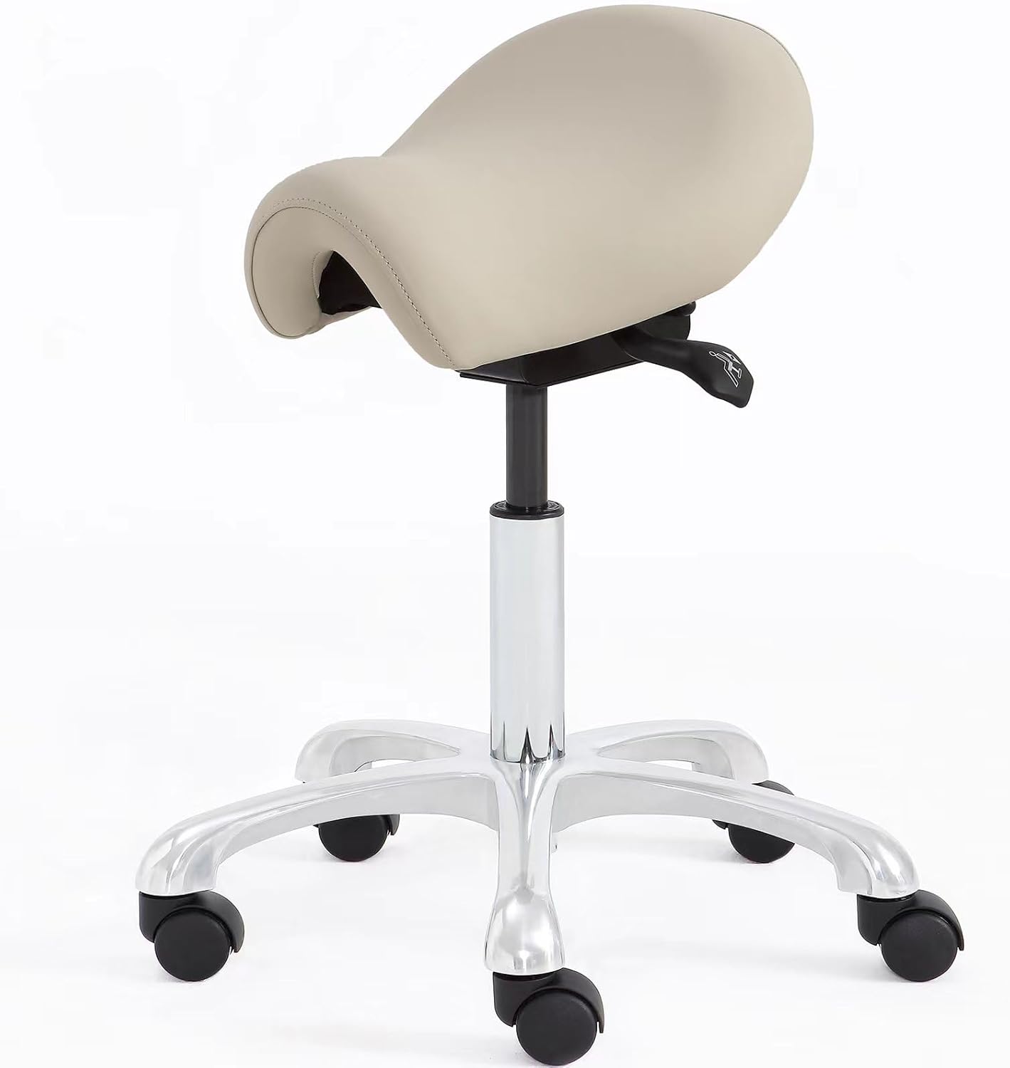 Ergonomic Saddle Chair - Adjustable Saddle Stool for Salon Spa Drafting Tattoo and Lash Tech Beige