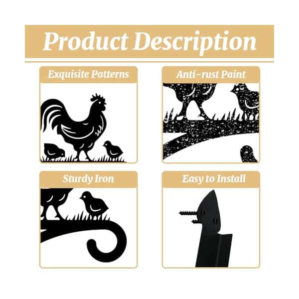 Iron plant hangers hooks for outdoor indoor hanging plants fern pots lantern bird feeder wind chimes 12×14 rooster weather resistant metal wall brackets for garden farmhouserooster  urban country home decor