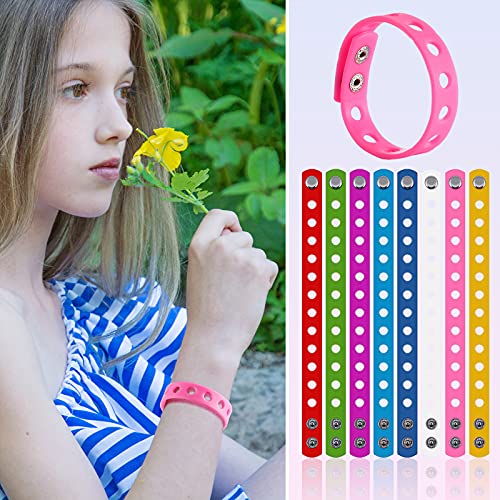 Image of MTLEE 12 Pieces Silicone Charm Rubber Bracelets Silicone Wristbands Adjustable Bracelets with Holes for Shoe Charm Girls Boys Birthday Party Award