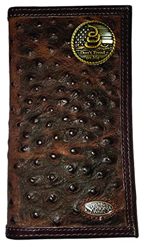 Custom U. S. Don't Tread On Me Nocona Dark Ostrich Print Long Wallet