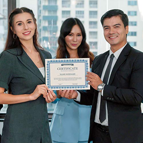 Intricate Blue & White Parchment Certificate Papers - Pack Of 100, Laser & Inkjet Printer Compatible, For Office, Business Awards, Graduation, School Diplomas, 8-1/2" X 11" On 70 Lb. Text Stock #TOP5