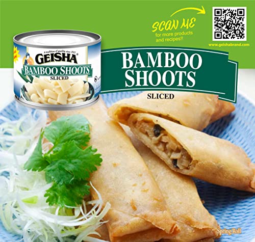 GEISHA Bamboo Shoots Sliced 8OZ. (Pack of 12), Bamboo Shoots | Kosher Certified - No Salt & Sugar added - Gluten Free-Less than 100 Calories per Container