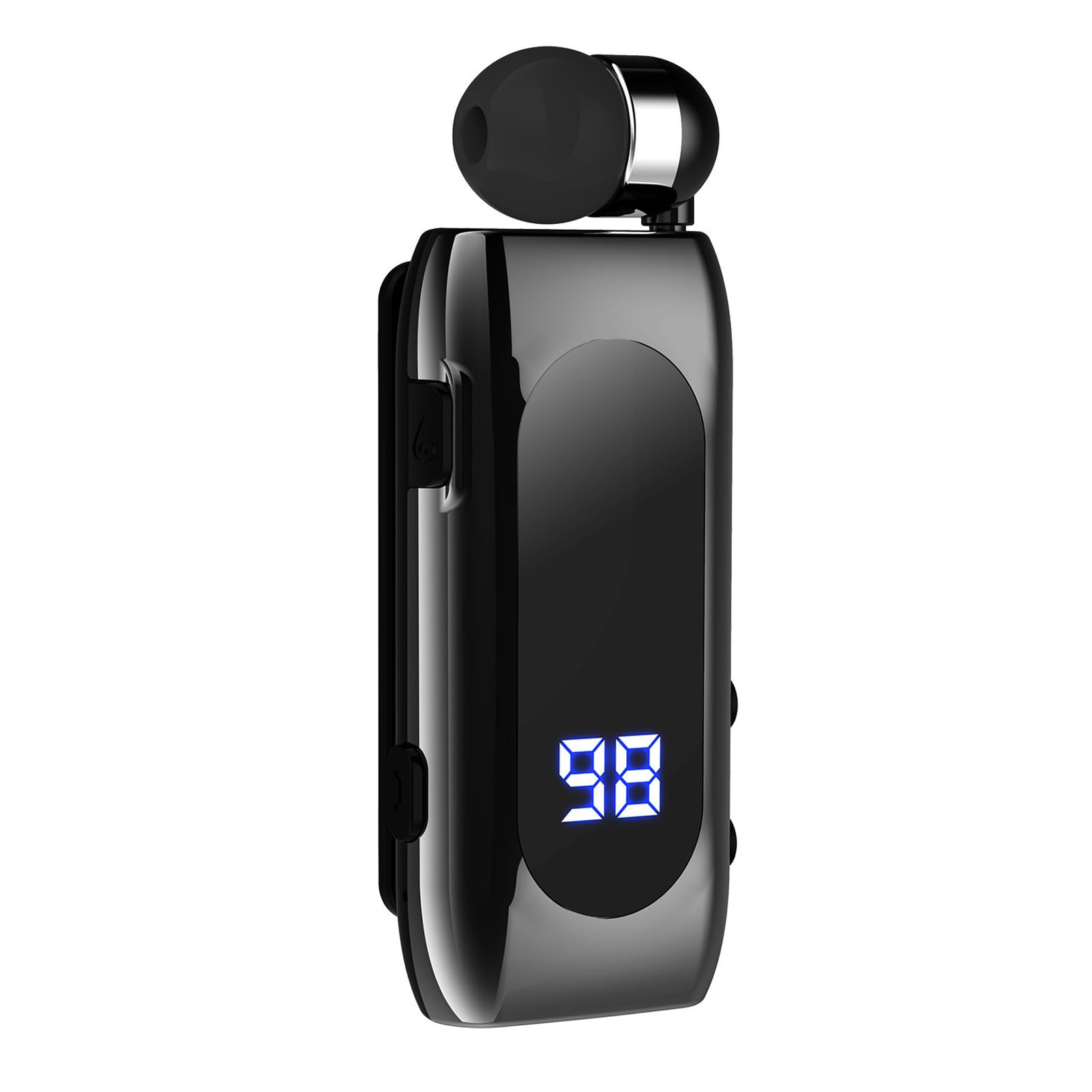 LICAEVEY BT 5.4 Lavalier Headphone with ENC Mic, Wireless Retractable Earphone with LED Display &amp; Fast Charge for Hands Free Calls and Navigation (Black)