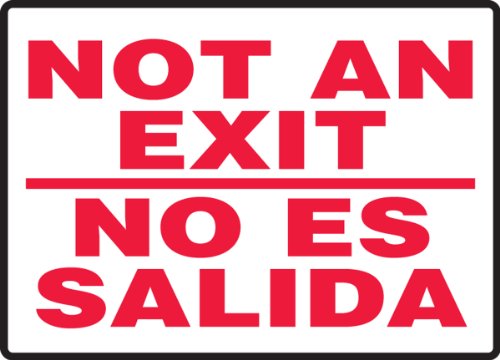 Panneau de porte NOT an EXIT en vinyle 10x14 contre la confusion des sorties