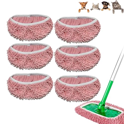 Artisticto Mopmate - Almohadillas de microfibra reutilizables compatibles con Swiffer para limpieza de suelos, fundas de repuesto de microfibra lavables para varios pisos (rosa, 6 piezas)