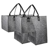 NUOBESTY Großer Faltbarer Treppen Organizer aus Filz 2 Stück Wäschekorb mit Henkel Aufbewahrungskorb für Kleidung und Haushalt Dunkelgrau