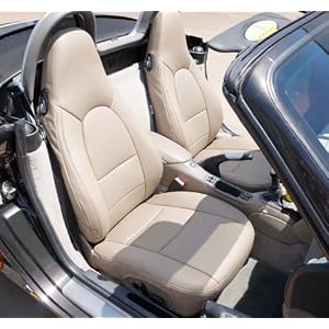 Iggee Beige Artificial Leather Custom Made Original fit Front seat Covers Designed for Porsche Boxster 1997-2004