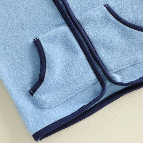 Image of Toddler Baby Boy Fleece Outerwear Vests Sleeveless Zipper Jacket Solid Color Vest Coat Spring Fall Winter Clothes
