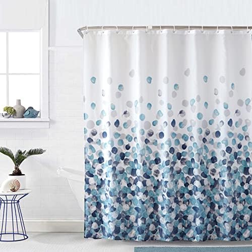 Shower Curtain Mould Proof Resistant Bathroom Curtain Washable Waterproof Polyester Fabric Bathroom Curtains with Plastic Hooks(180 x 180cm, Flower)