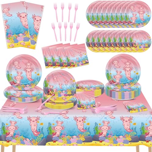 chiazllta 24 Guests Pink Axolotl Party Decoration Axolotl Birthda...
