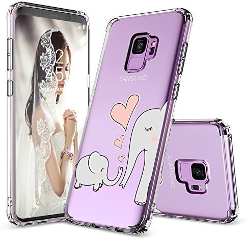 MOSNOVO Galaxy S9 Case, Galaxy S9 Clear Case, Cute Elephant Pattern Clear Design Printed Transparent Plastic Hard Back Case with TPU Bumper Protective Case Cover for Samsung Galaxy S9 (2018)