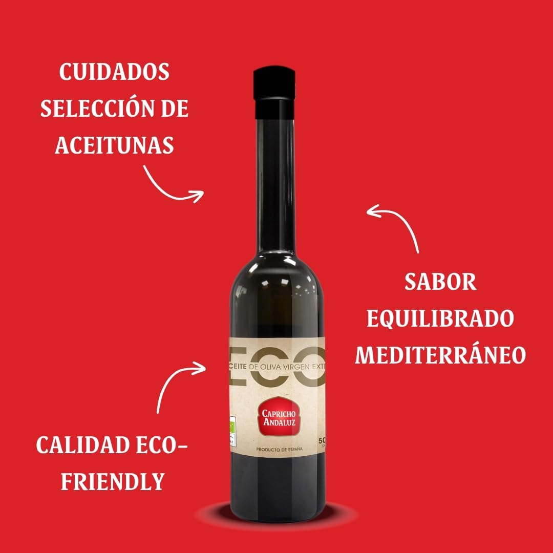 Capricho Andaluz - Aceite de Oliva Virgen Extra Estuche Eco Gourmet de 500 ml, Aporta un Sabor Único a tus Platos con un Formato Exclusivo para Regalar