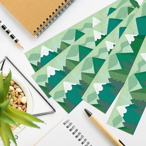Image of BeYumi Moving Mountains Border Trim - 65ft Back to School Green Moving Mountains Straight Rolled Border Trim Woods Pine Trees Bulletin Board Borders Classroom Office Chalkboard Decor Party Decoration