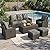 QUYZE Outdoor Patio Furniture Set-6 All-Weather Wicker Outdoor Furniture with Patio Recliner Chairs Adjustable Back Outdoor Patio Conversation Sets for Garden Porch Deck Grey