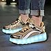 Fashion Boys and Girls' Roller Skating Shoes - Cool Premium Skateboarding Shoes with Retractable Wheels - Rechargeable USB2 Wheels 16LED Sports Shoes Gold