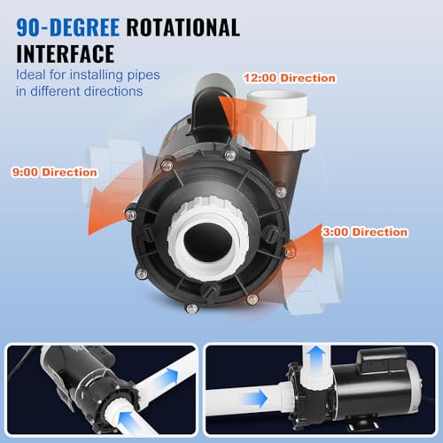 Image of VEVOR 2 Speed SPA Pump, 56-Frame, AC 220V Hot Tub SPA Pump, 4 HP / 210 GPM / 65.61 ft High Speed or 0.7 HP / 103 GPM / 16.07 ft Low Speed, 2'' Port 90 Rotational Interface for Hot Tub