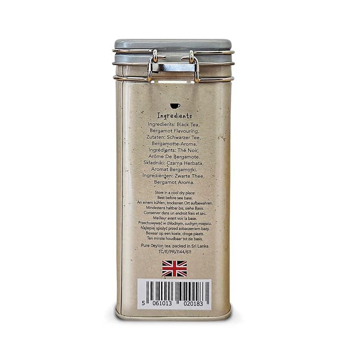 Charbrew Earl Grey Tea Tin - 60 Individually Wrapped Tea Bags (120g) - Rich Black Tea with Bergamot Flavor