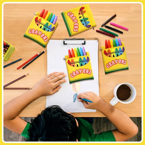 Image of MotiMind 6 Pcs Small Crayon Box Pouch with Zipper Crayon Self Seal Gift Bags Kindergarten Class Storage Organizer Reusable Travel Pencil Case Container for Kids Toddler Back to School Supplies
