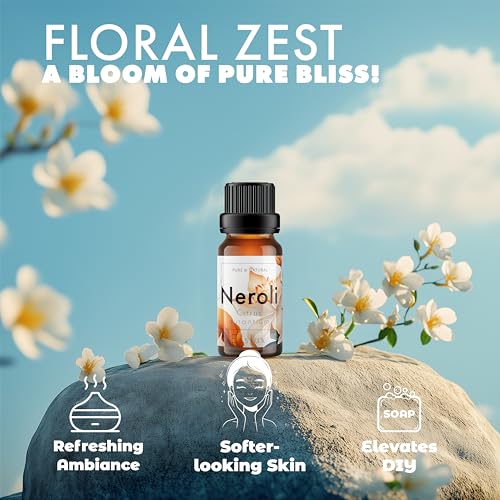 Image of Esslux Neroli Essential Oil - Boosts Sleep Quality and Moisturizes Skin - Neroli Oil for Relaxing Bedtime - 100 Therapeutic Grade for Aromatherapy and Topical Use - 15ml