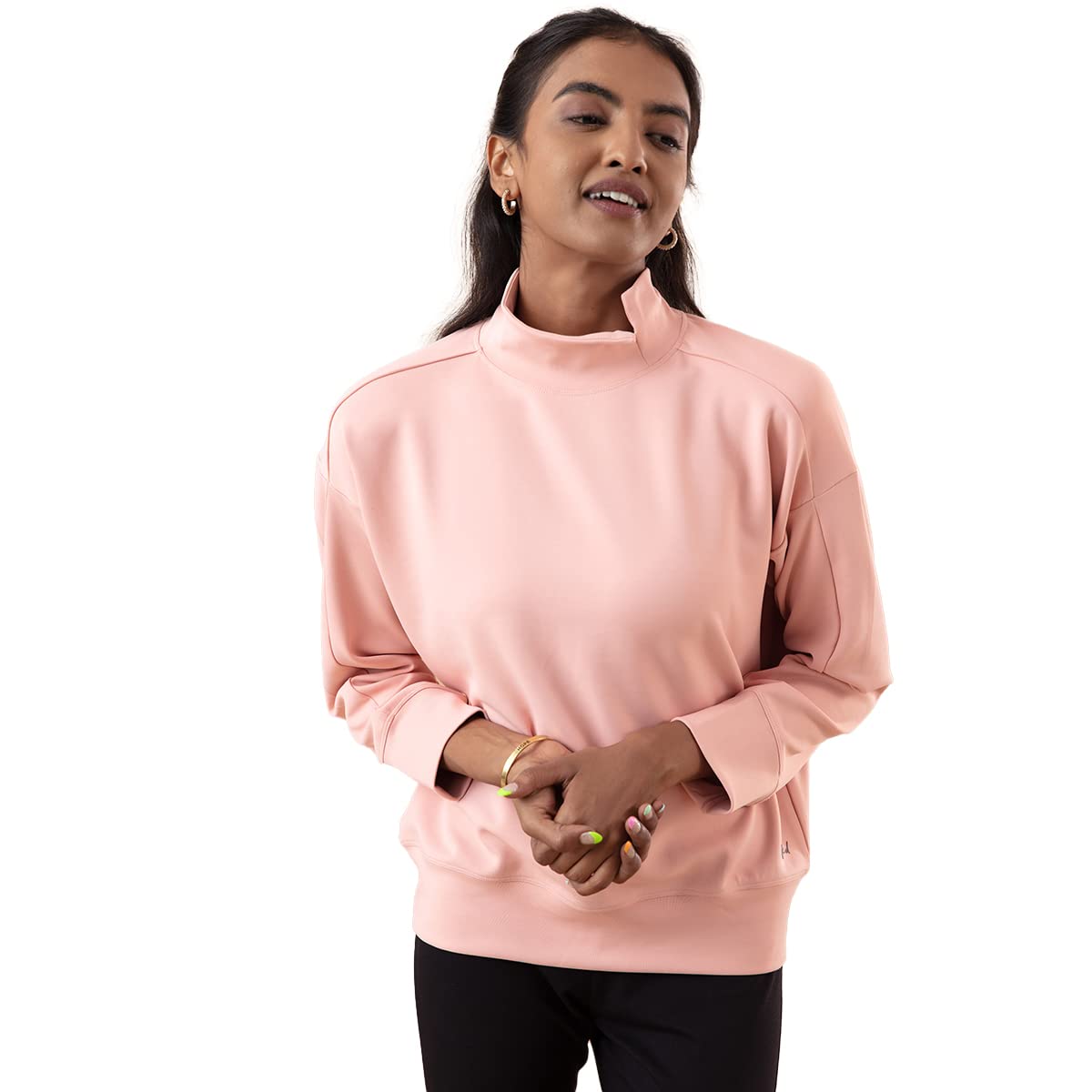 NYKD Cotton Women All Day Casual Chic High Neck Sweatshirt-Nyat157 NYKD Cotton Women All Day Casual Chic High Neck Sweatshirt-Nyat157