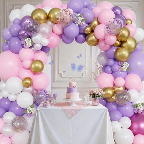 Image of Pink Purple Balloons, 50 Pcs for Girls Birthday Baby Shower Fairy Party