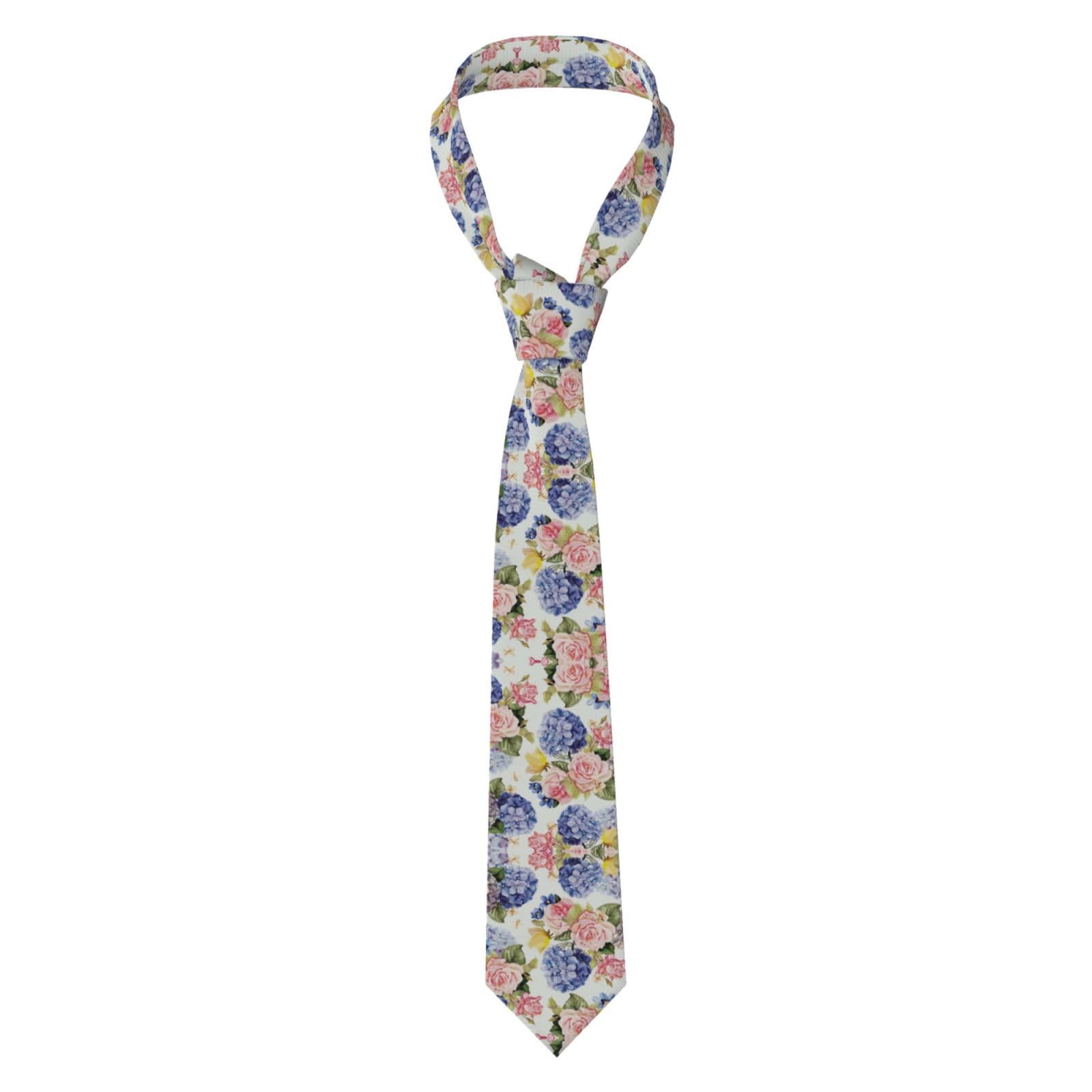 Tcoay Neck Classic Ties Men's Business Ties Slim For Wedding Party Ties,Hydrangea Rose Flower Spring Floral