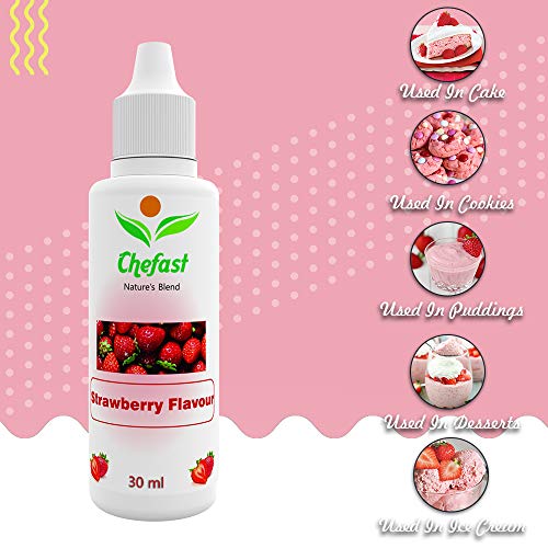 Image of Chefast Pack of 3 Baking Essence Flavour of Rasmalai , Strawberry, Butter Scotch for Cake, Ice-Cream,Milkshakes- 30ML ( Use 2-3 Drops Essence for 250 Grm Cake) This is Flavour only, Not a Color