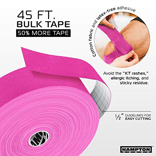 Image of Hampton Adams | As Seen on Shark Tank | Original Kinesiology Tape | 135ft Uncut Bulk Roll | Supports & Protects Muscle Wrist Knee Shoulder Back Plantar Fasciitis | Waterproof Hypoallergenic (Pink)
