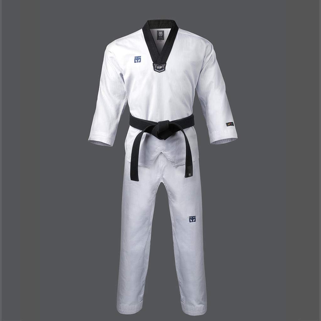 MOOTO 3F Unisex Taekwondo Uniform Black V-Neck Male Dobok TKD Korea (210 (Height : 210~219cm)(6.88~7.19ft)