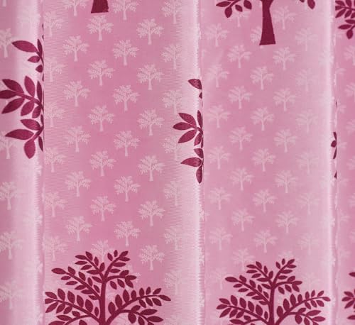 Image of Printed Tree 2 Piece Polyester Home & Living Room Eyelet Window Curtain - 5 Feet, Purple
