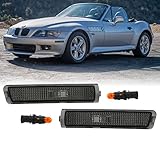USR Z3 Side Marker Lights - Euro Style Smoke Lens Front Bumper Sidemarkers Lamps Set (Left + Right) Compatible with 1996-2002 BMW Z3 Roadster/M/M Coupe (Smoked, Bulbs + Sockets Included)